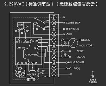 220VAC標準調(diào)節(jié)型<a href='http://m.cdto.cn/Product/diefa/diandongdiefa/' target='_blank'>電動<a href='http://m.cdto.cn/Product/diefa/' target='_blank'>蝶閥</a></a>接線圖（